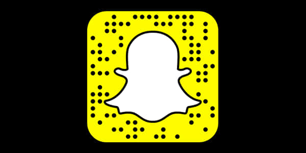Snapchat 桌布 壁紙 — 一個明亮的黃色Snapchat標誌，白色鬼魂居中在黑色背景上。