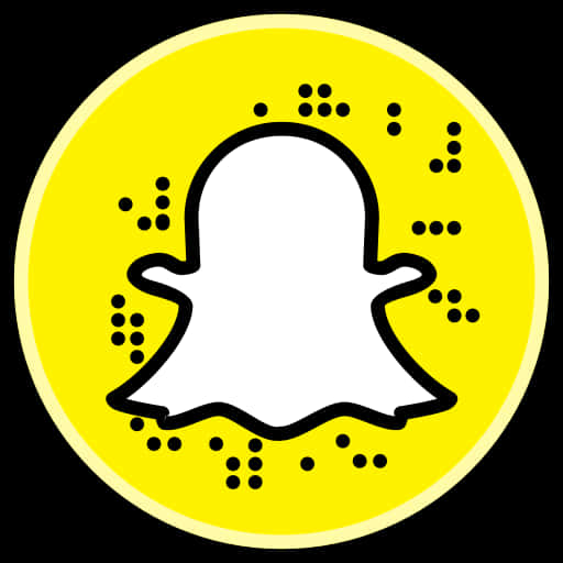 Snapchat 桌布 壁紙 — 一個明亮的黃色圓形標誌，帶有白色鬼魂輪廓，邊緣散佈著黑色圓點。