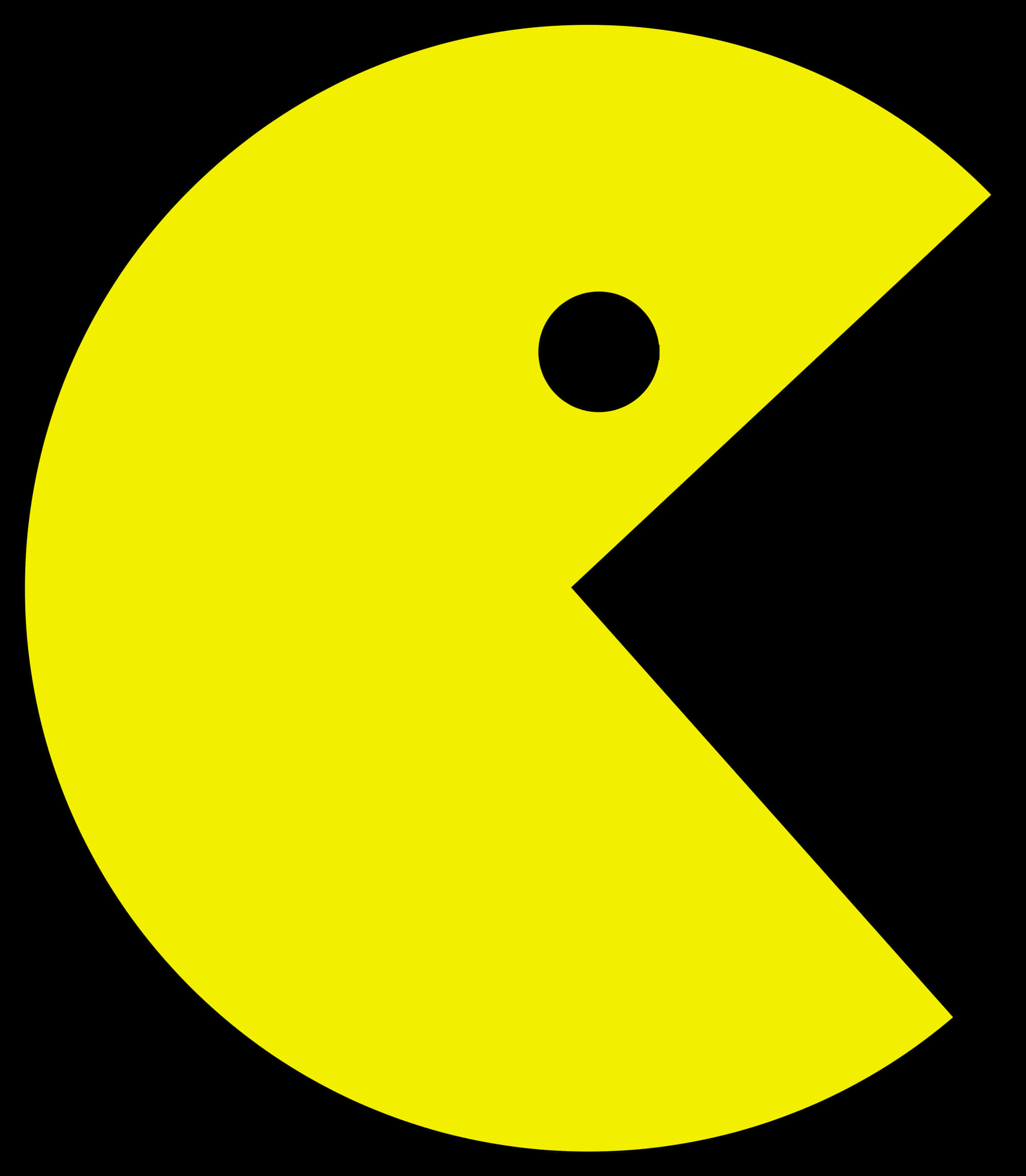 Yellow Circle 桌布 壁紙 — 一個明亮的黃色小精靈角色，有黑色眼睛和張開的嘴巴，在純黑色背景上。