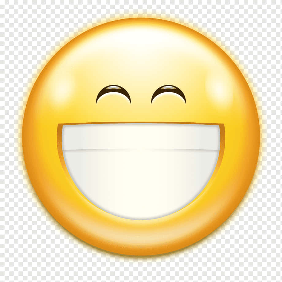 Smile Emoji 桌布 壁紙 — 一個明亮的黃色表情符號，露出寬闊的牙齒笑容，閉著眼睛，在透明背景上散發著純粹的喜悅。