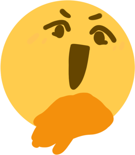 Discord 桌布 壁紙 — 一個明亮的黃色表情符號臉，有大眼睛和張開的嘴，拿著一個思想泡泡。