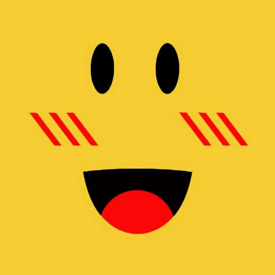 Smile 桌布 壁紙 — 一個明亮的黃色表情符號臉，有黑色的眼睛和嘴巴，伸出紅色的舌頭，並眨動紅色的臉頰。