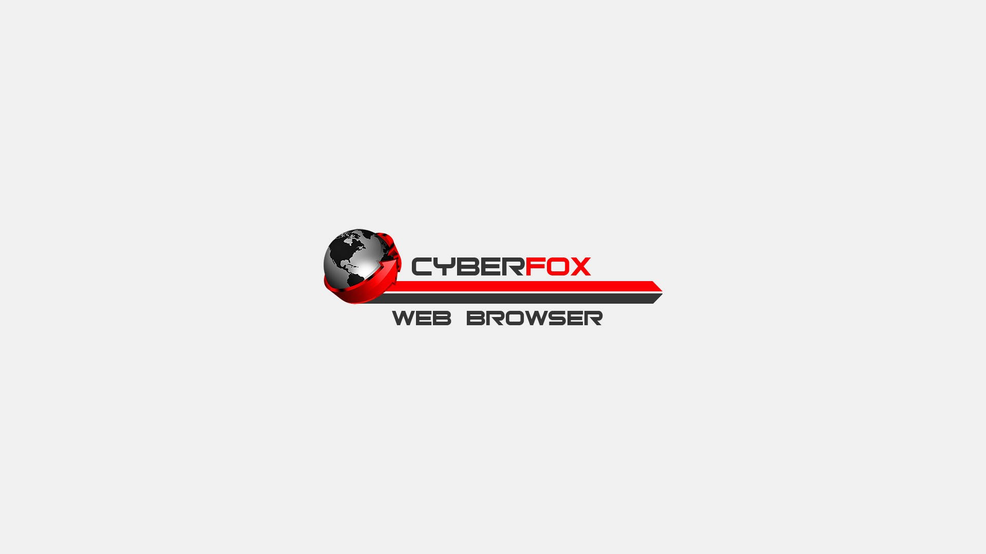 標誌 桌布 壁紙 — 一個時尚的 Cyberfox 網頁瀏覽器標誌，包含一個被紅絲帶包裹的地球，背景為純淺灰色。