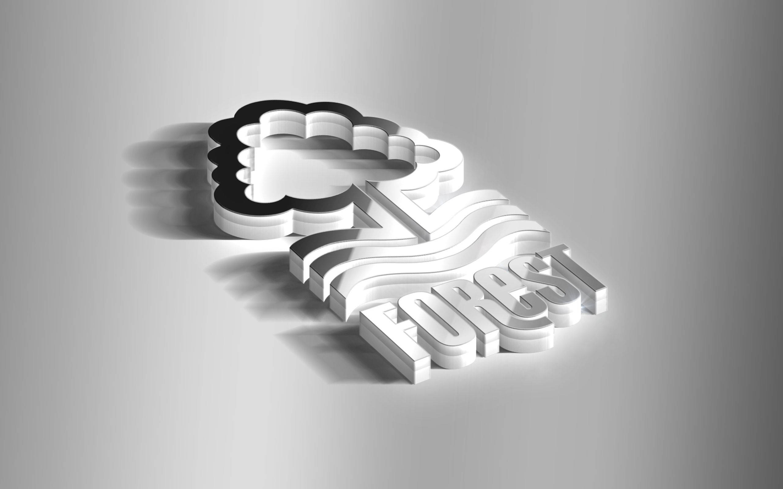 足球 桌布 壁紙 — 一個時尚的3D渲染標誌，採用雲和波浪設計，在漸變灰色背景上投射出柔和陰影。