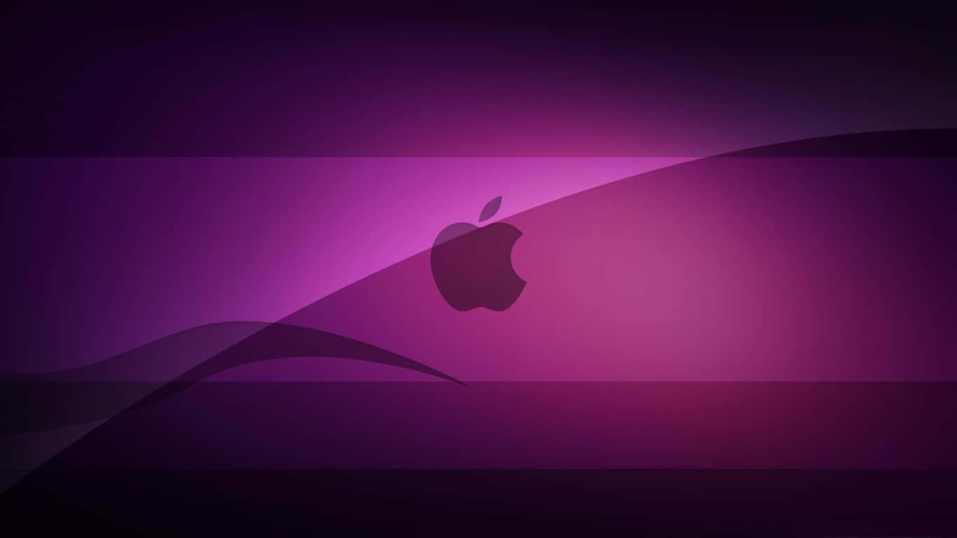 1366x768 Apple 桌布 壁紙 — 一個時尚的Apple標誌，居中於帶有流動抽象形狀的漸變紫色背景上。