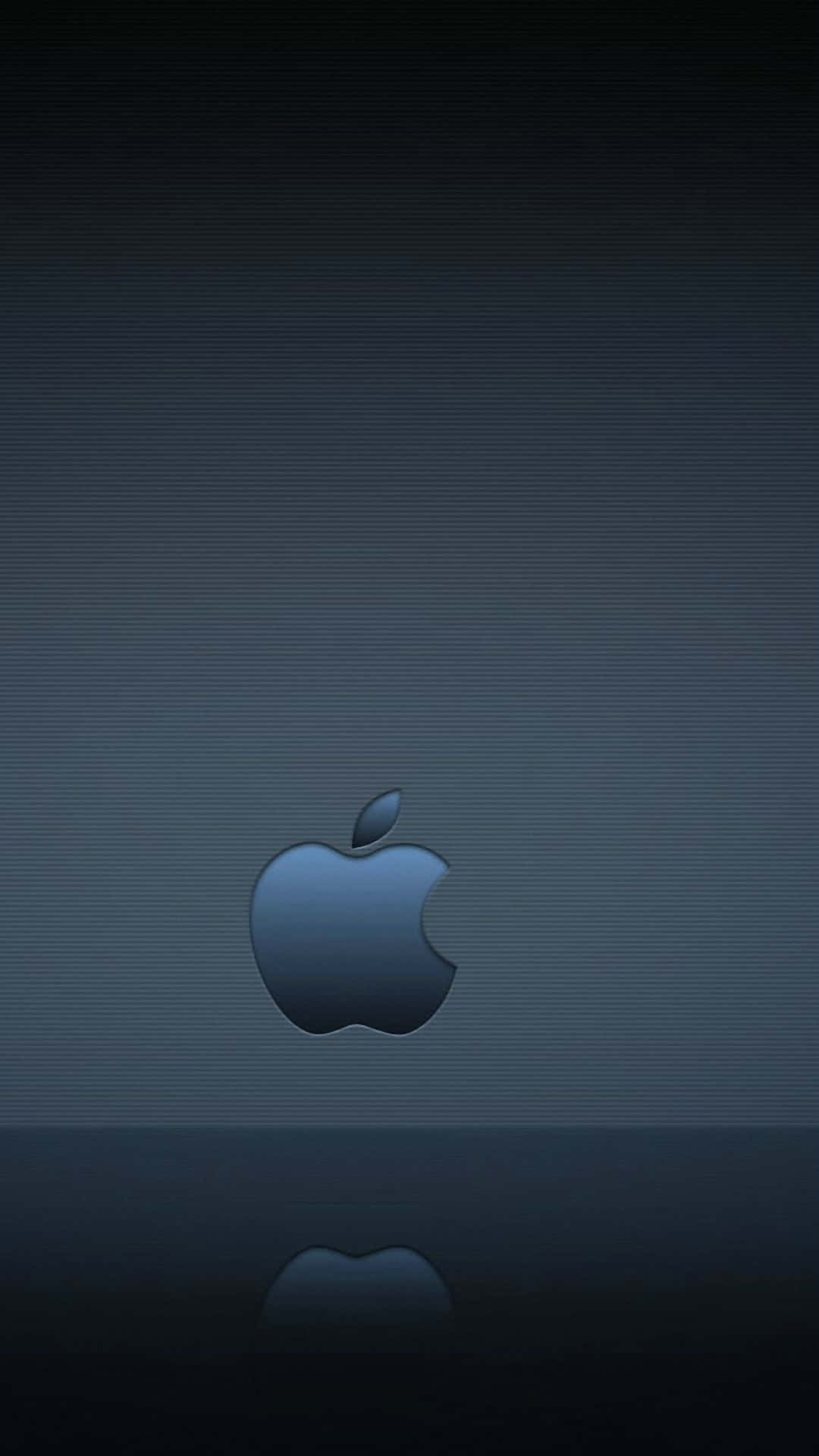 iPhone X Apple Logo 桌布 壁紙 — 一個時尚的Apple標誌在深藍色漸變背景上微妙發光，下方有微弱倒影。