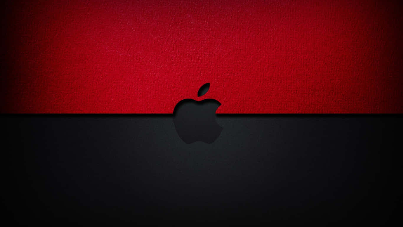 1366x768 Apple 桌布 壁紙 — 一個時尚的Apple標誌居中，鮮紅色與深黑色紋理背景相遇。
