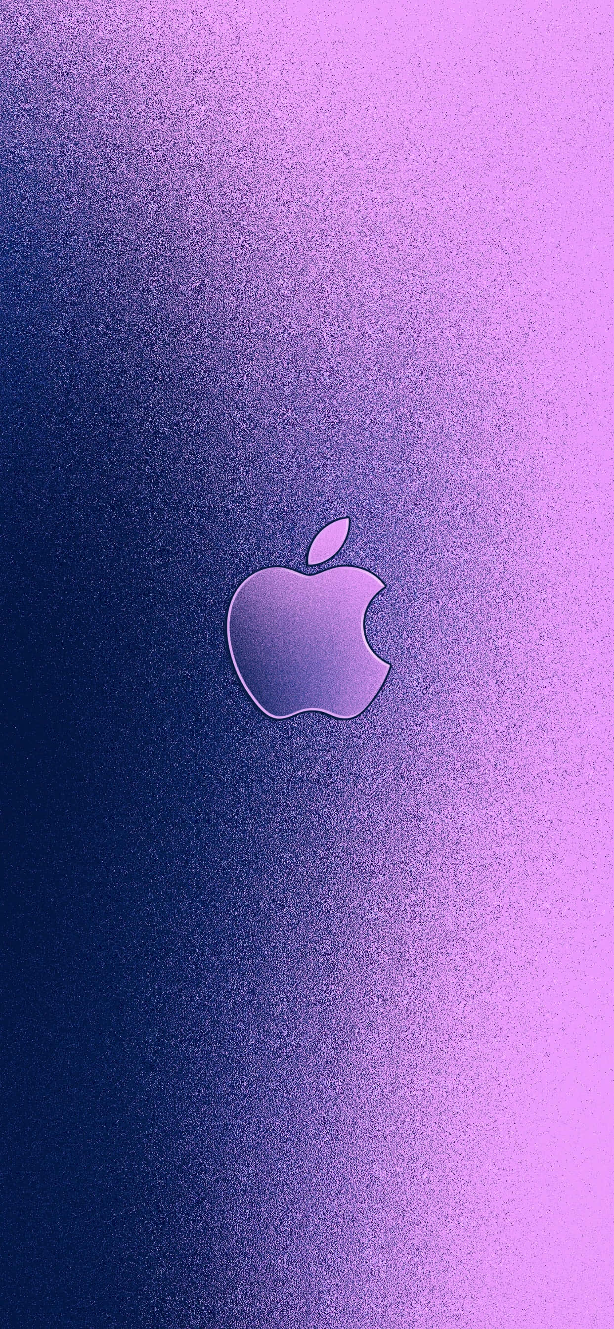 iPhone X Apple Logo 桌布 壁紙 — 一個時尚的Apple標誌居中於漸變紫色和藍色紋理背景上。