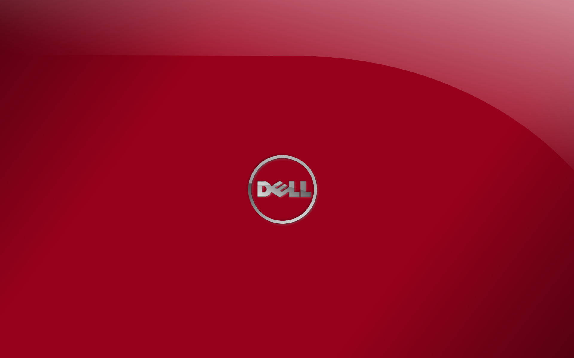 Dell Laptop 桌布 壁紙 — 一個時尚的Dell標誌，居中放置在帶有柔和燈光效果的漸變紅色背景上。