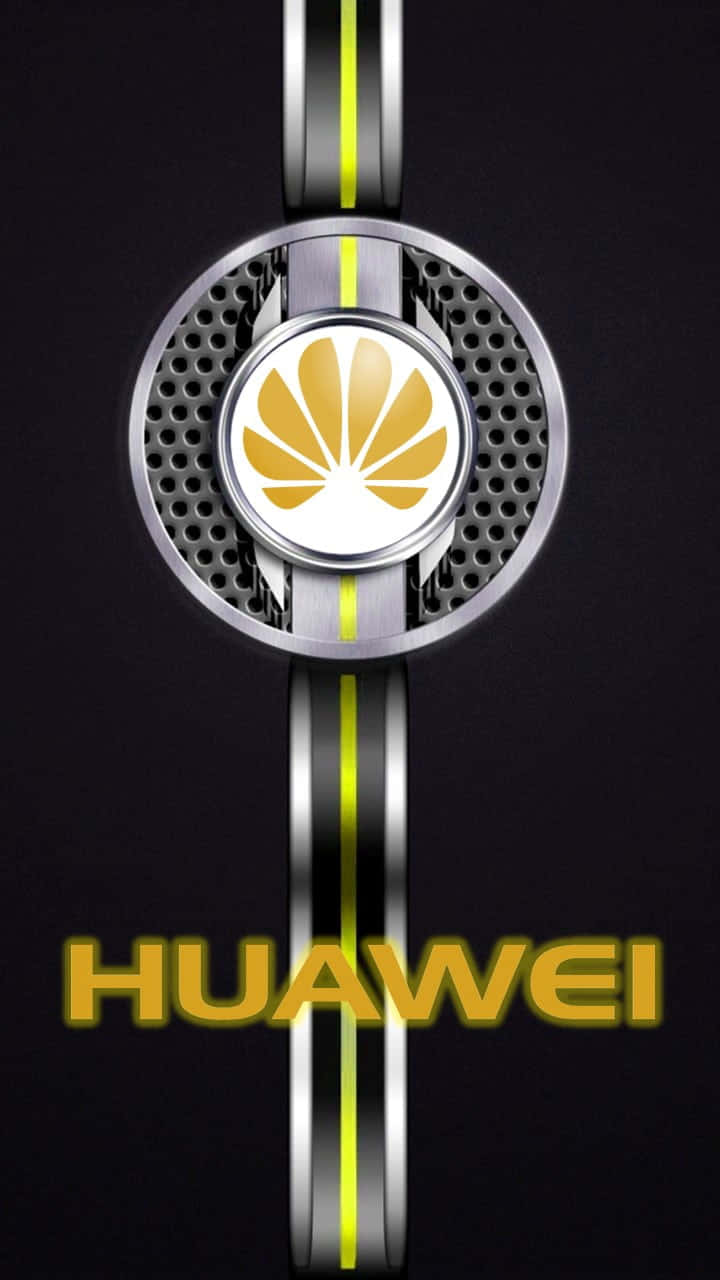 金色和銀色的Huawei標誌在深色背景上，帶有垂直條紋。 — 華為 GIF 壁紙