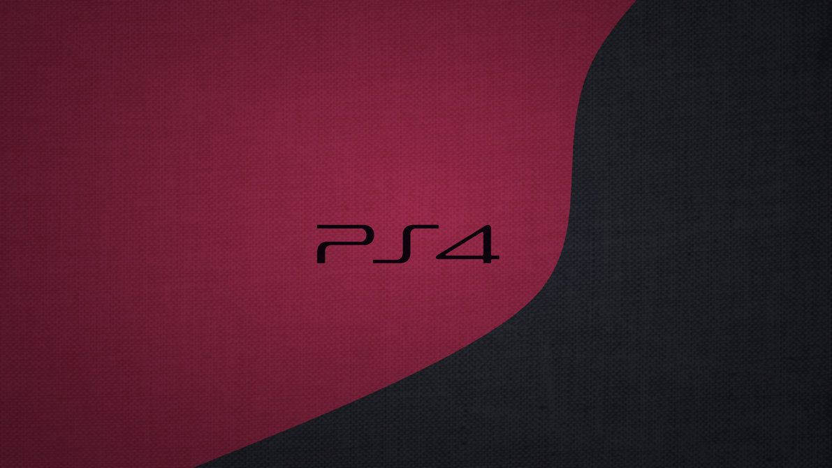 PS4標誌在紅色和黑色紋理背景上，帶有曲線分割設計。 — Ps4 壁紙
