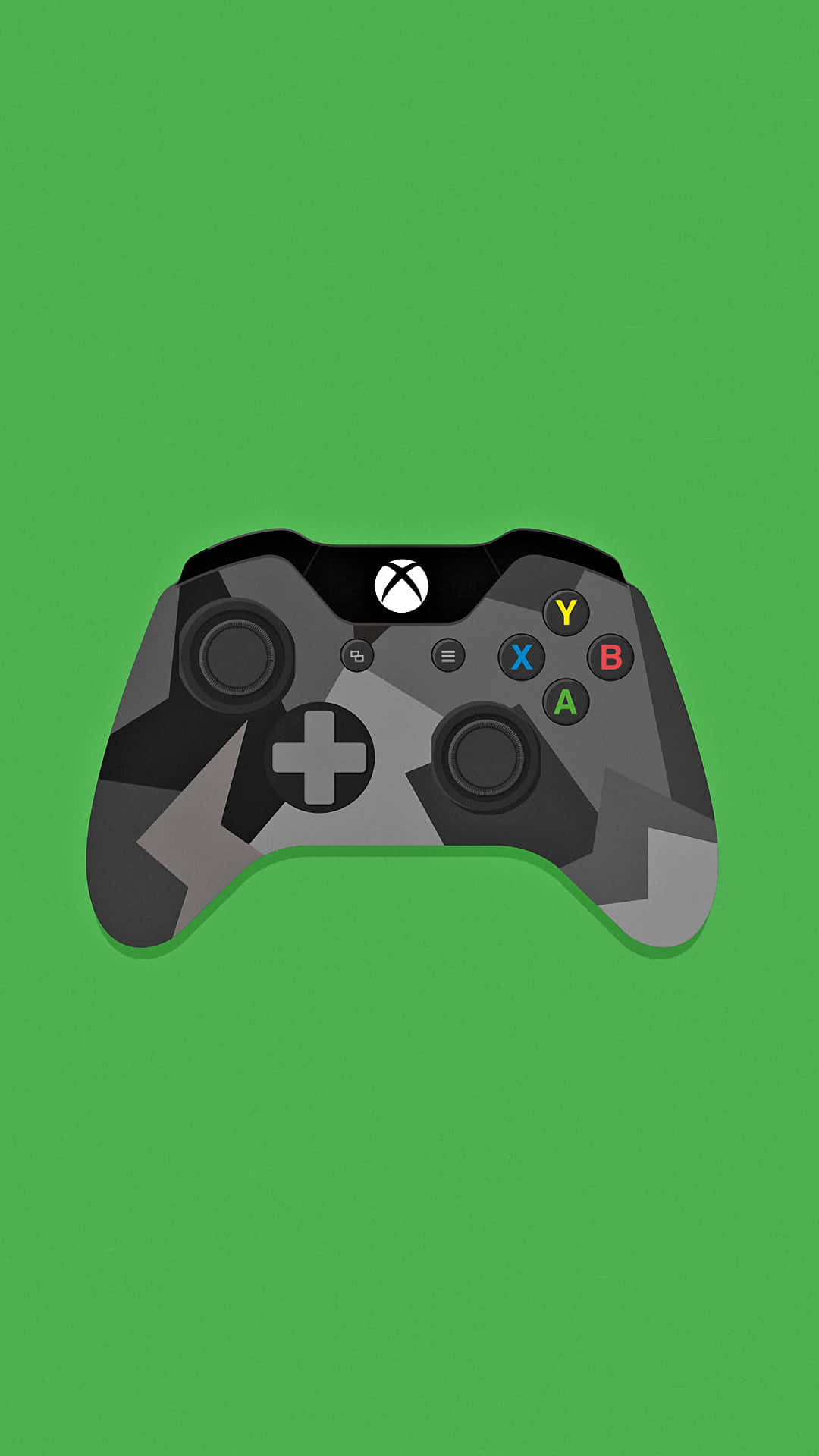 Remote 桌布 壁紙 — 一個時尚的Xbox手把，灰色迷彩圖案置於鮮綠色背景中央。