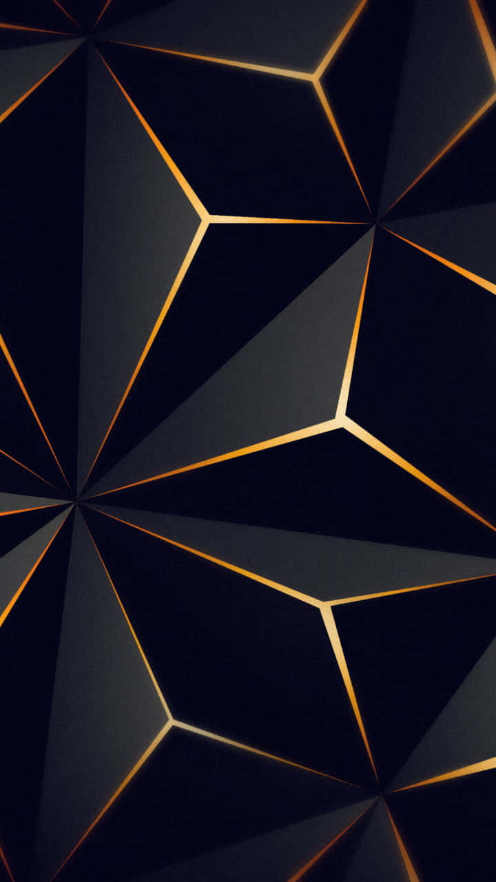 Elegant Black And Gold 桌布 壁紙 — 一個時尚的抽象圖案，由深色幾何面組成，並以發光的金色線條勾勒。