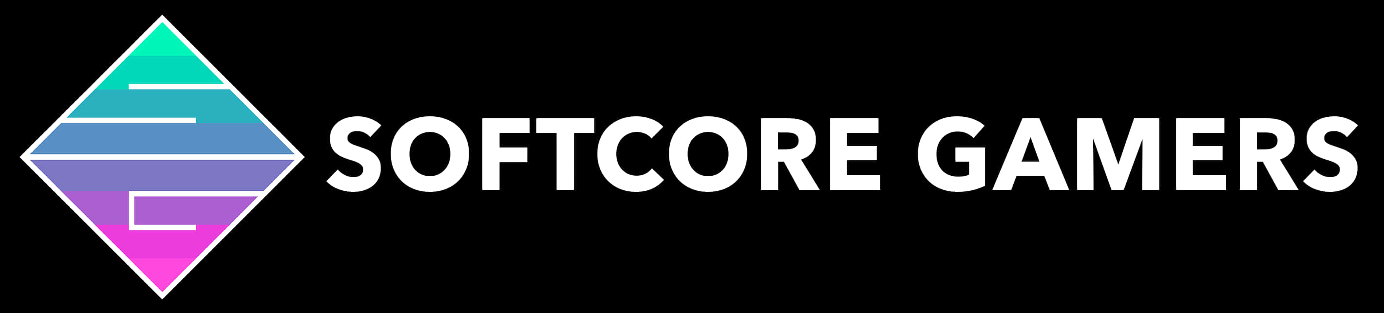 Logo Gamer 桌布 壁紙 — 一個時尚的標誌，帶有漸變鑽石和黑色背景上的粗體白色文字。