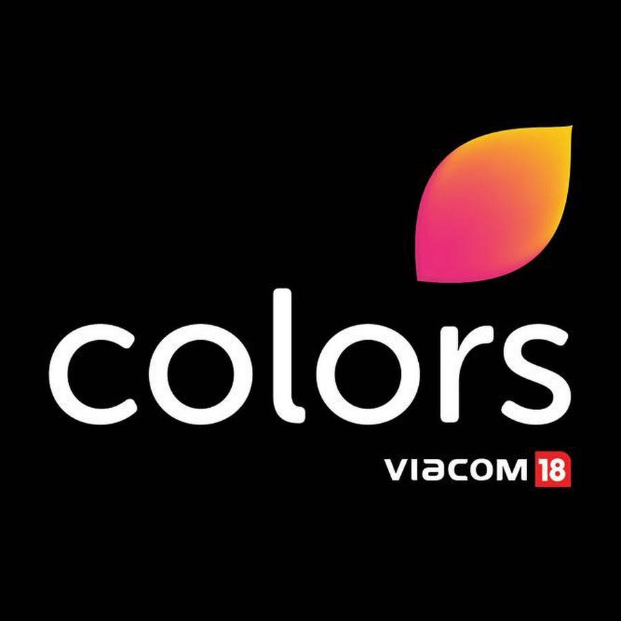 黑色 桌布 壁紙 — 一個時尚的標誌，白色小寫字母「colors」旁邊有一個從粉紅色漸變到橙色的葉子圖標，背景為黑色。