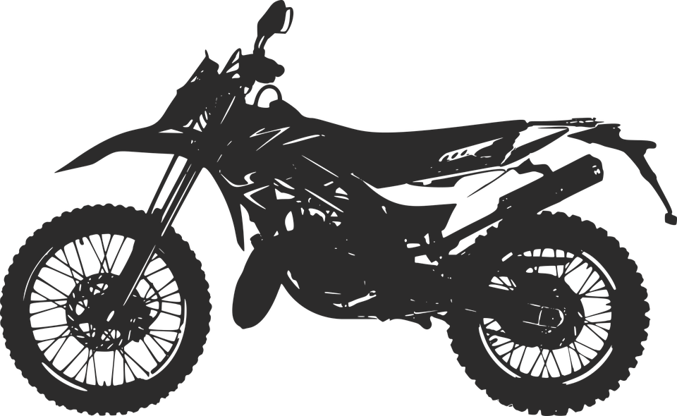 Chopper 桌布 壁紙 — 一個時尚的深灰色越野摩托車剪影在純黑色背景上屹立，展現堅固的冒險精神。