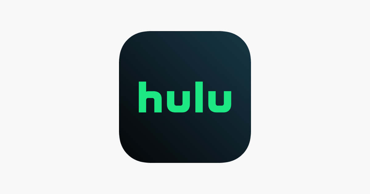 Hulu 桌布 壁紙 — 一個時尚的深色應用程式圖示，在極簡白色背景中央帶有發光的綠色 hulu 文字。