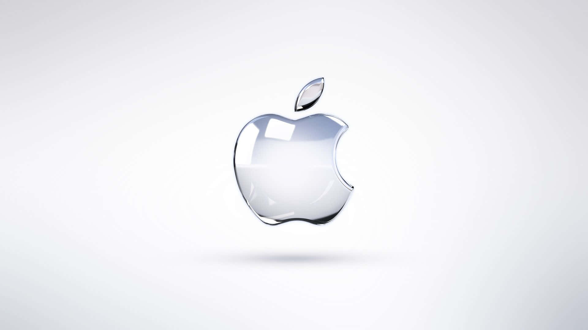蘋果標誌 桌布 壁紙 — 一個時尚的玻璃Apple標誌漂浮在柔和的白色背景上，帶有微妙的反射和柔和的陰影。