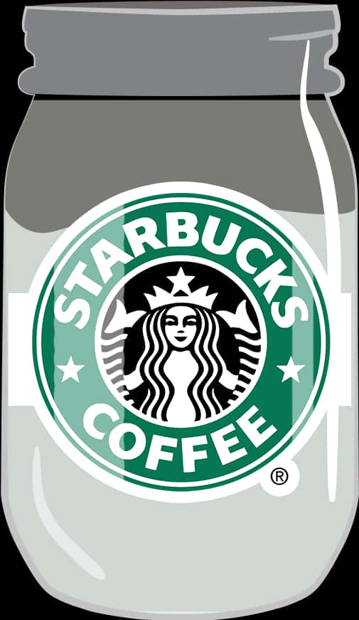 Starbucks Coffee 桌布 壁紙 — 一個時尚的玻璃罐，裝滿淺灰色咖啡渣，帶有標誌性的綠色和白色星巴克美人魚標誌。