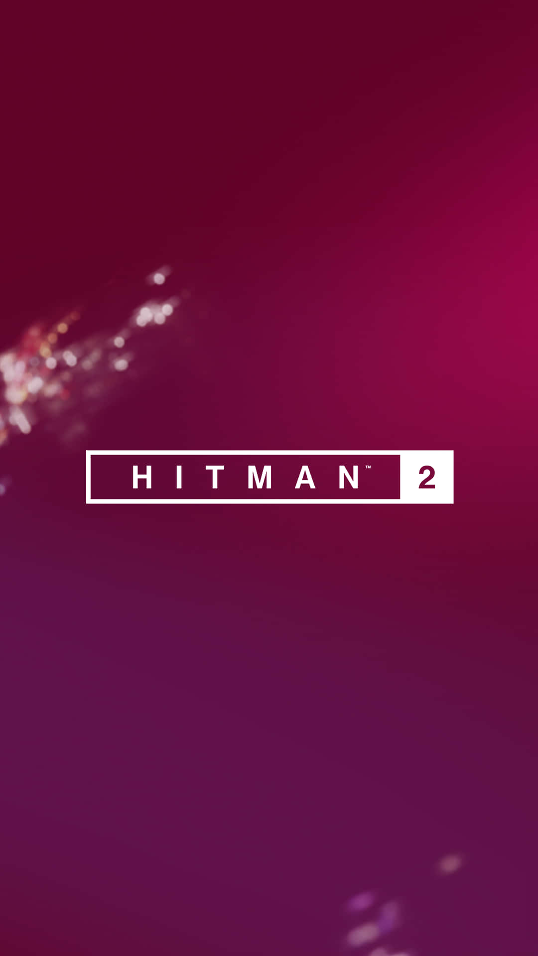 Best Hitman 2 桌布 壁紙 — 一個時尚的白色「HITMAN 2」標誌居中在洋紅色漸變背景上，帶有微妙的發光粒子效果。