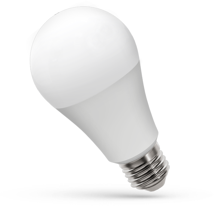 LED 桌布 壁紙 — 一個時尚的白色LED燈泡，帶有金屬螺絲底座，在純黑色背景上停留在灰色陰影上。