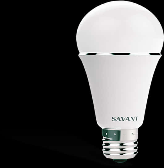 Bulb 桌布 壁紙 — 一個時尚的白色Savant智能燈泡，帶有金屬裝飾，孤立地立在純黑色背景上。