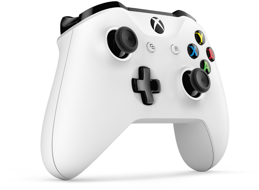 Xbox 桌布 壁紙 — 一個時尚的白色Xbox控制器，帶有黑色點綴和彩色按鈕，孤立地立在純黑色背景上。