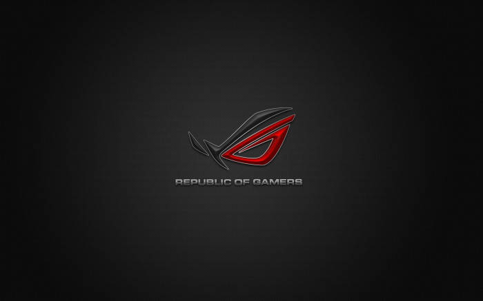 深色紋理背景上的Republic of Gamers標誌