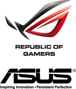 Asus Logo 桌布 壁紙 — 一個時尚的紅黑ROG標誌，具有銳利的棱角設計，置於純黑色背景上。
