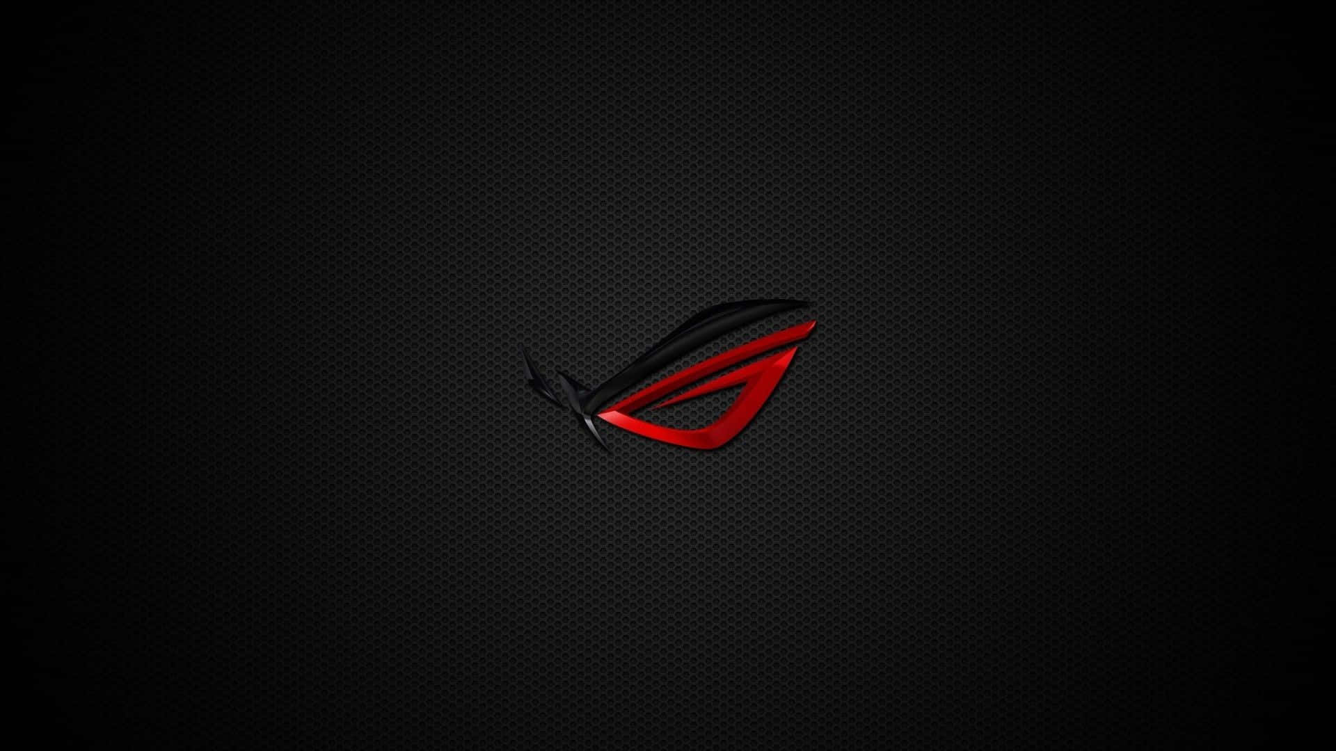 Rog 桌布 壁紙 — 一個時尚的紅黑ROG標誌在深色紋理背景上發光。