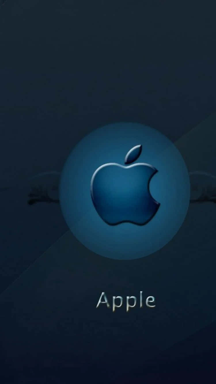 蘋果 桌布 壁紙 — 一個時尚的藍色Apple標誌在深色漸變背景上柔和發光，下方有Apple字樣。