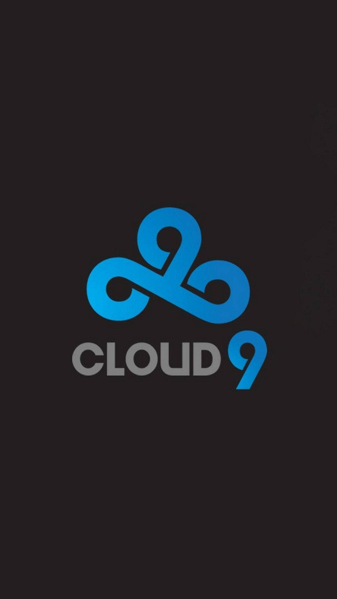 Cloud9 桌布 壁紙 — 一個時尚的藍色Cloud9標誌，帶有漸變陰影，居中在深色背景上。