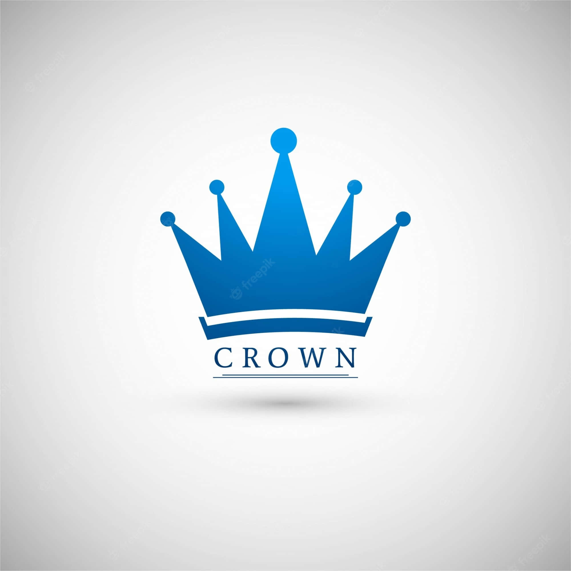 Crown 桌布 壁紙 — 一個時尚的藍色皇冠標誌，帶有漸變陰影，下方有 crown 字樣，背景為淺灰色。