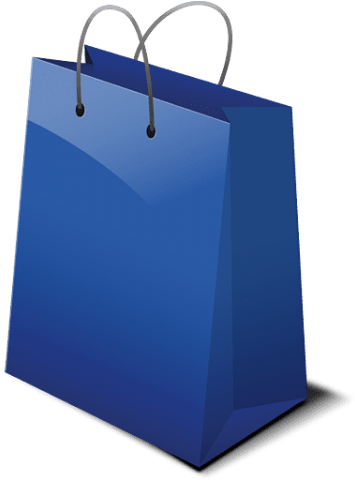 Shopping 桌布 壁紙 — 一個時尚的藍色購物袋，配有銀色手柄，孤立地立在黑色背景上。