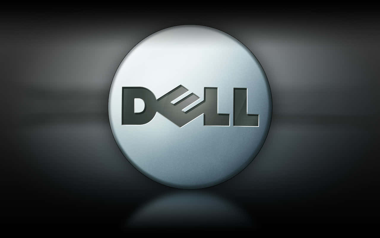Dell 桌布 壁紙 — 一個時尚的金屬Dell標誌，居中於深色漸變背景上，帶有柔和照明和反射。