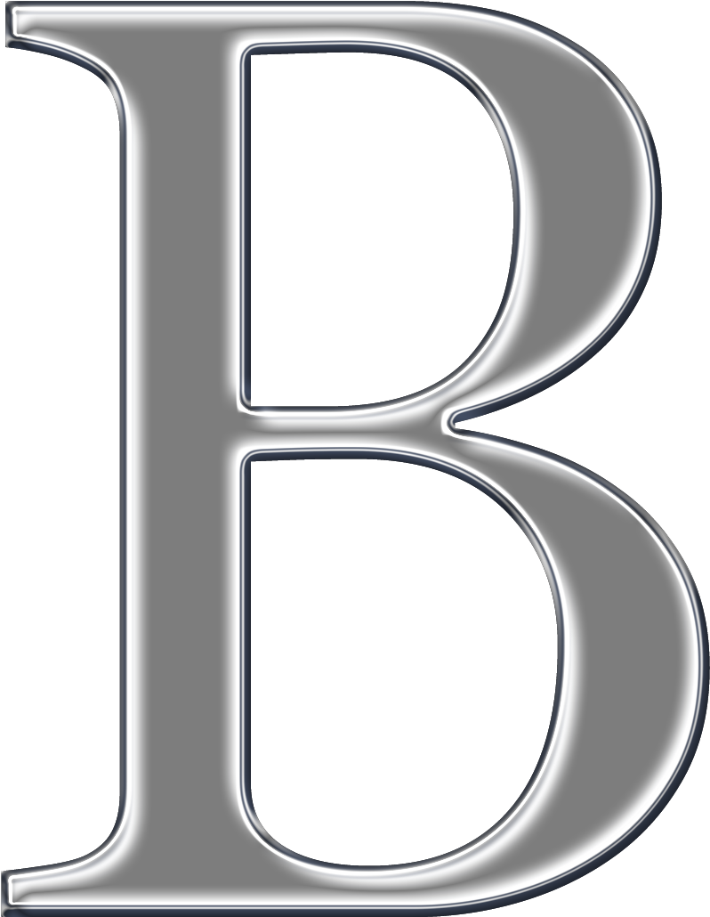 字母B 桌布 壁紙 — 一個時尚的金屬字母 B，帶有發光的高光，在純黑色背景上脫穎而出。