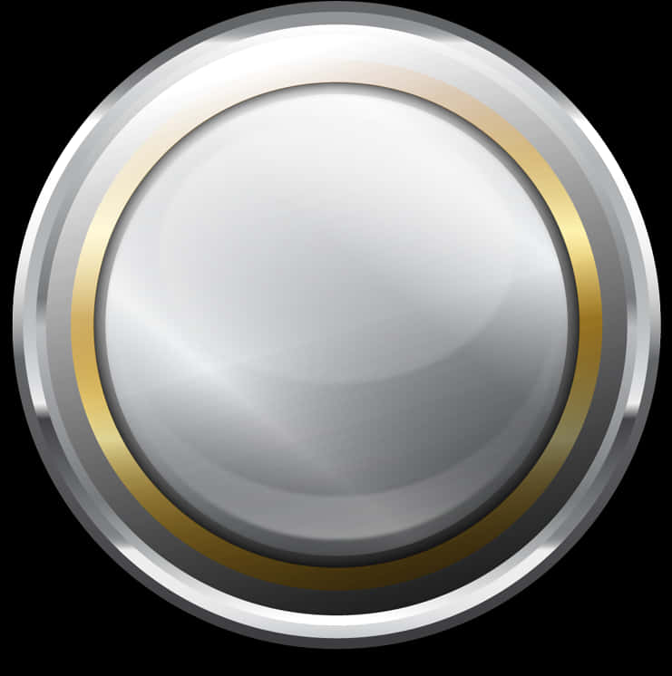 Circle Vector 桌布 壁紙 — 一個時尚的金屬按鈕，帶有銀色和金色點綴，在黑色背景上閃閃發光。