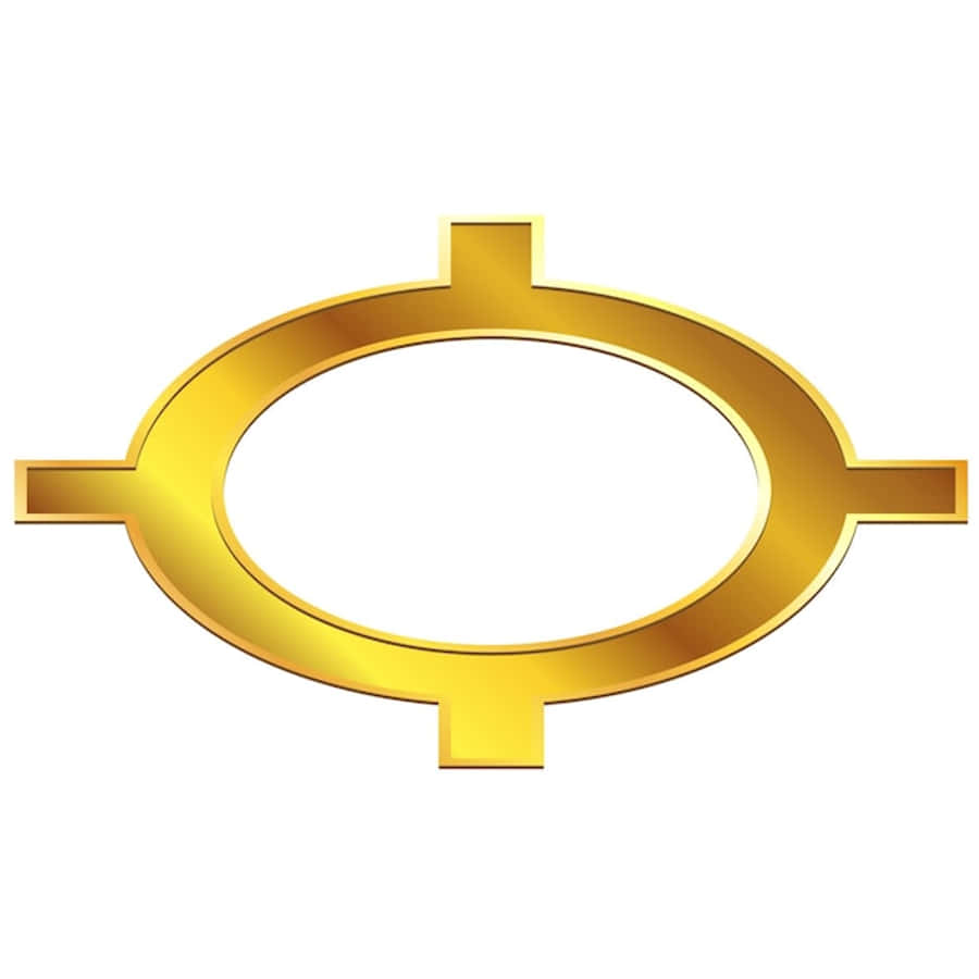 Symbol 桌布 壁紙 — 一個時尚的金色橢圓形框架，帶有四個水平延伸部分，以數位藝術形式呈現在純白色背景上。
