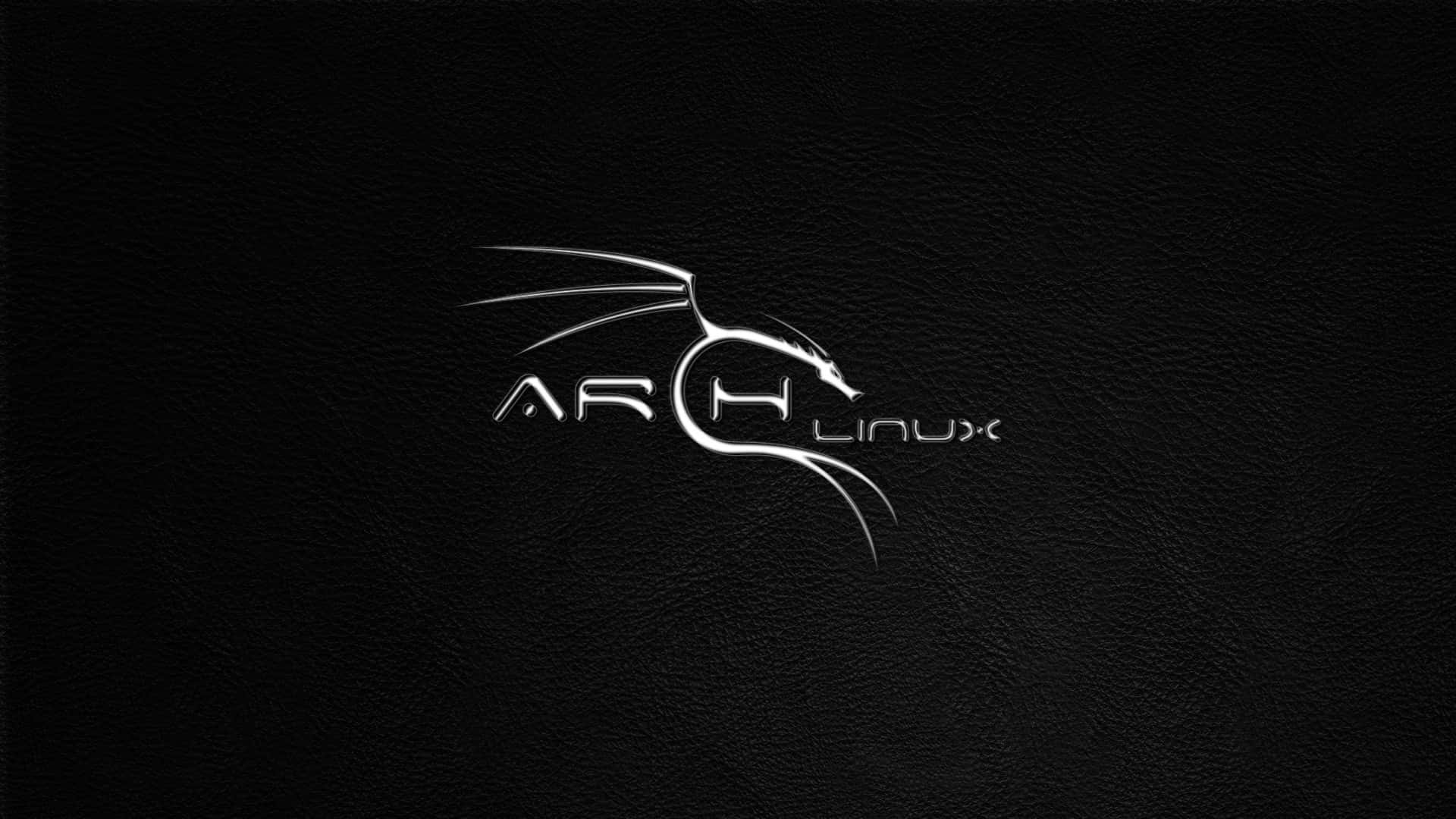 Arch Linux 桌布 壁紙 — 一個時尚的銀色 Arch Linux 龍標誌在紋理黑色皮革背景上發光。