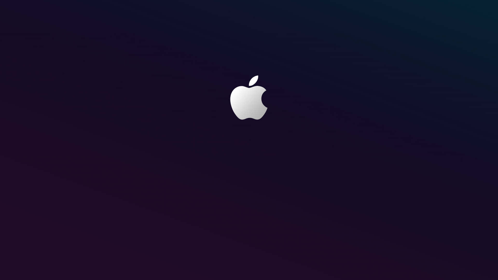 標誌 桌布 壁紙 — 一個時尚的銀色Apple標誌，居中在深紫色和藍色的漸變背景上。