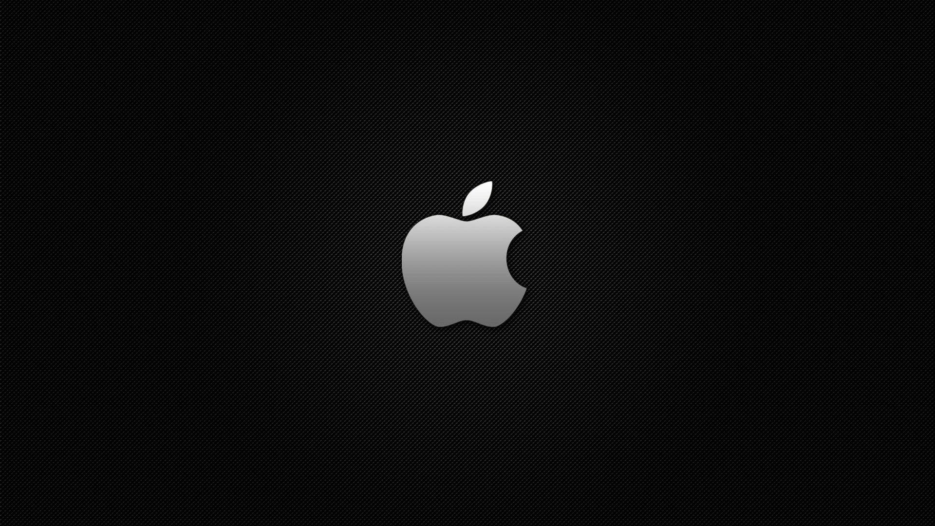 黑色紋理背景上帶有銀色漸變的Apple標誌 — 蘋果標誌 GIF 壁紙