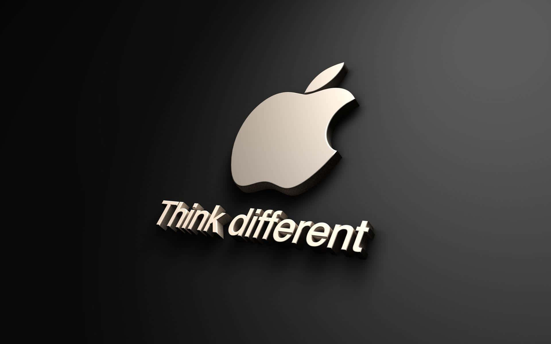 標誌 桌布 壁紙 — 一個時尚的銀色Apple標誌，帶有「Think different」文字，在深色漸變背景上投下柔和陰影。