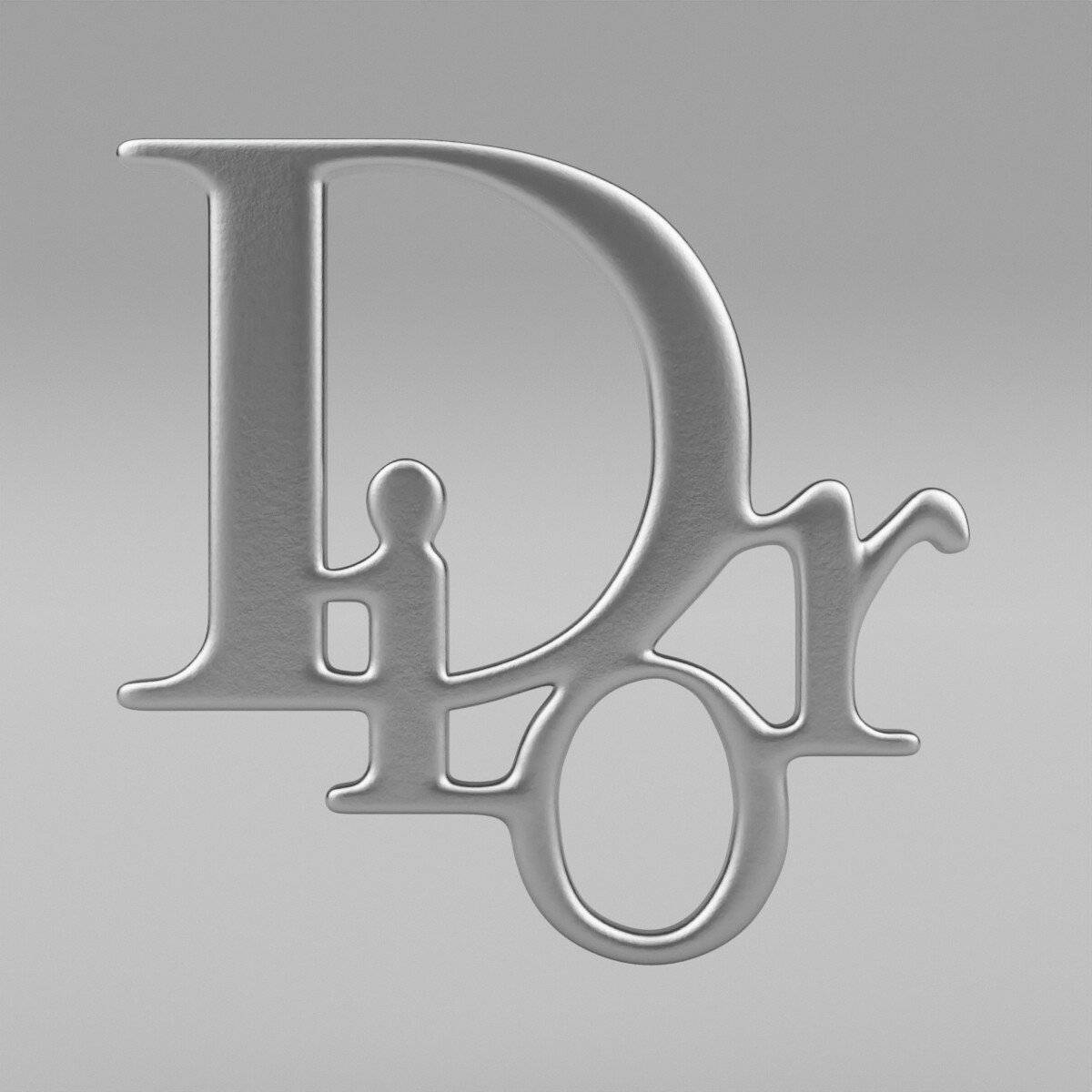 銀色Dior標誌3D，柔和光線，灰色漸變背景 — Dior 動態 壁紙