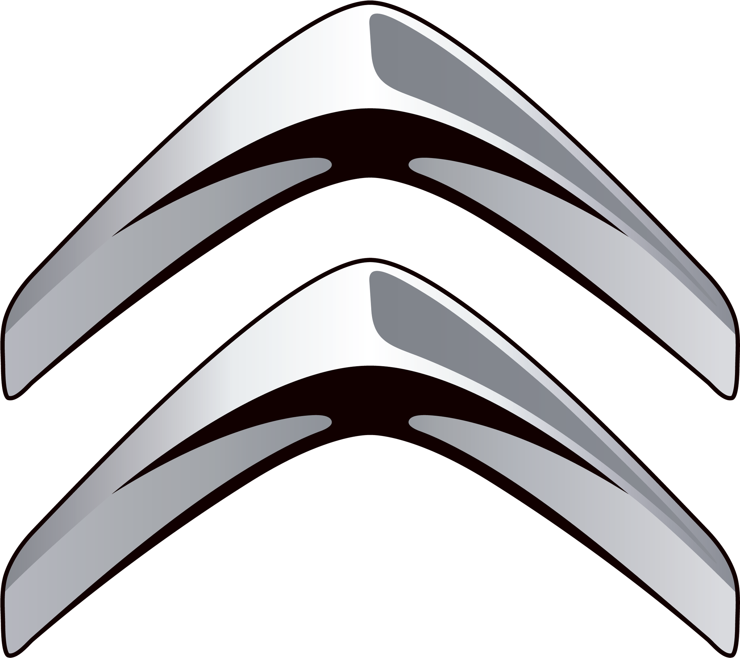 Logo Design 桌布 壁紙 — 一個時尚的銀色V形標誌，帶有金屬光澤，置於純黑色背景上。