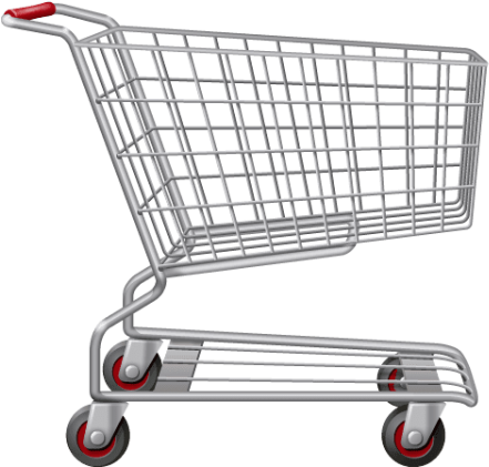 Shopping 桌布 壁紙 — 一個時尚的銀色購物車帶有紅色點綴，孤立在純白色背景上。