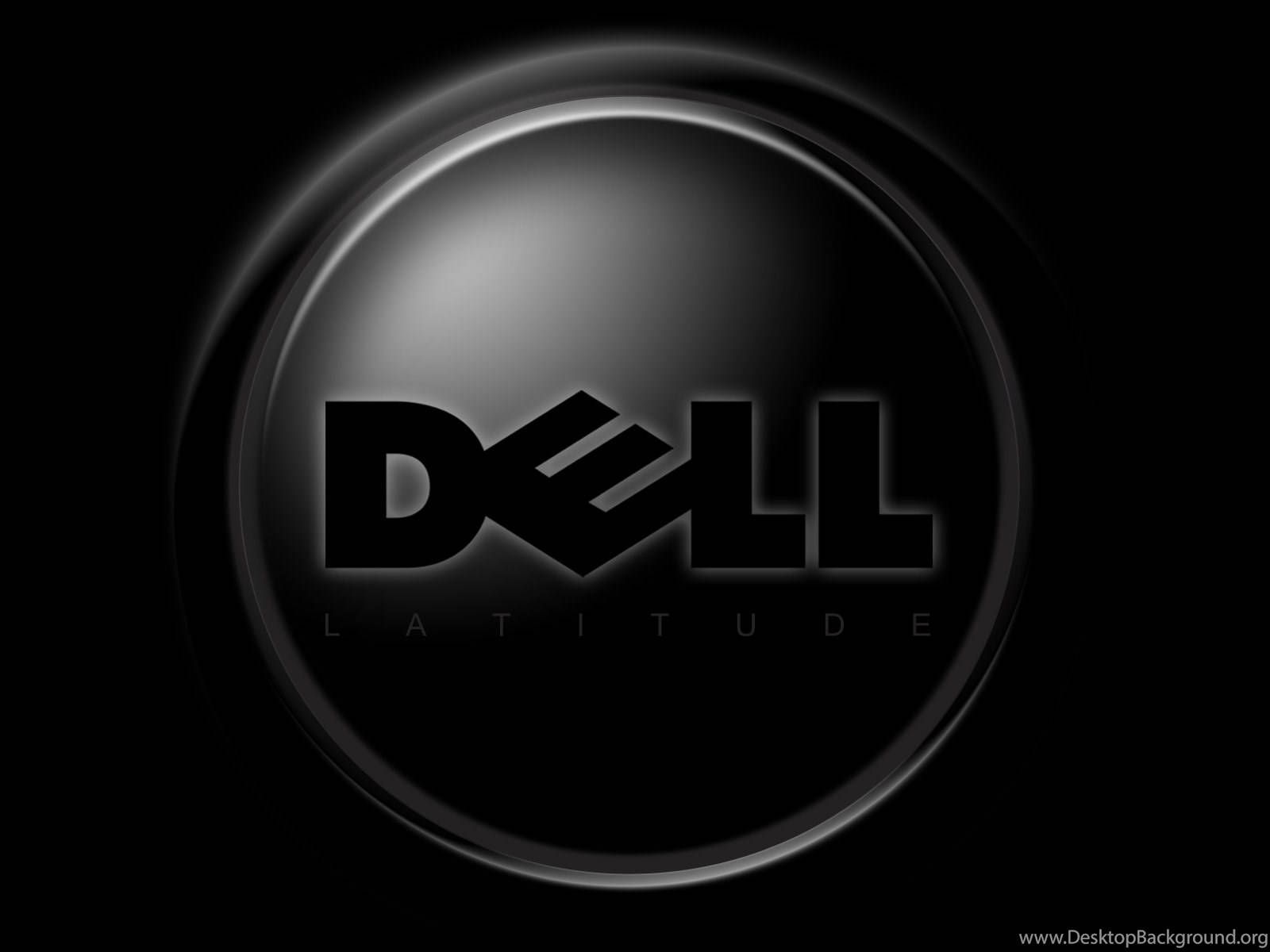 dell HD 桌布 壁紙 — 一個時尚的黑色 Dell Latitude 標誌在深色背景上散發金屬光澤。