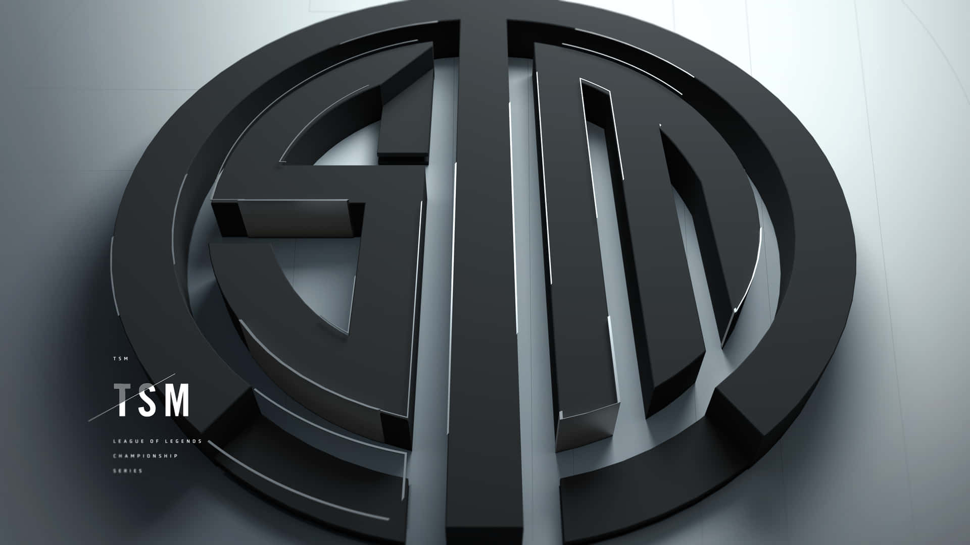 灰色背景上的黑色3D設計TSM League of Legends Championship Series標誌 — Tsum tsum 壁紙