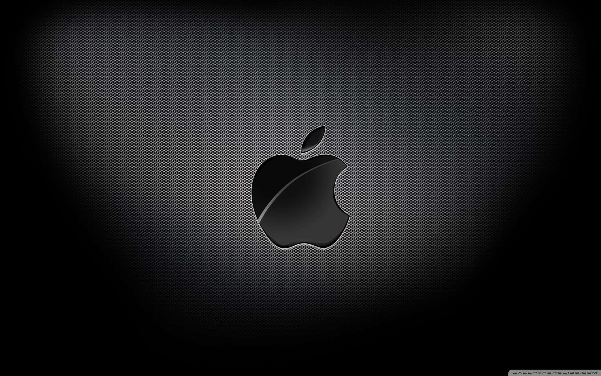 蘋果 桌布 壁紙 — 一個時尚的黑色Apple標誌，置於深色紋理網格背景上，帶有微妙的照明漸變。