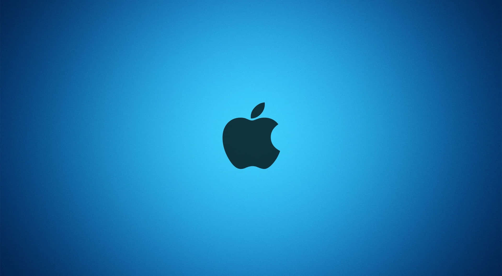  壁紙 — 一個時尚的黑色Apple標誌居中在漸變藍色背景上。