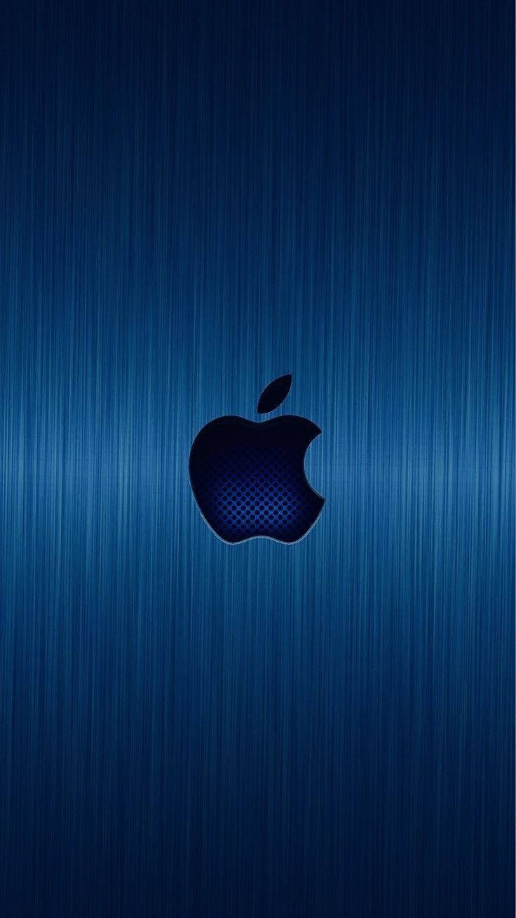 拉絲藍色金屬背景上的Apple標誌 — 深藍色 GIF 壁紙